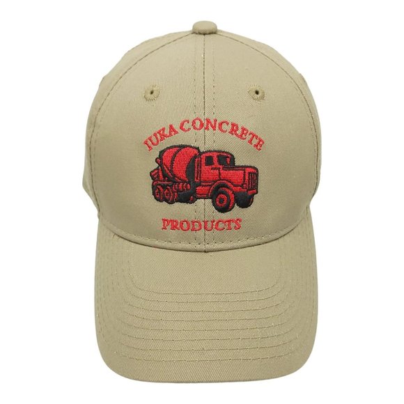 Iuka Concrete Products Khaki Strapback Cap Trucker Baseball Hat Embroidered Logo - Picture 1 of 12